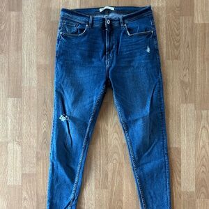 Zara Taper Stretch Jeans (Distressed Blue)
